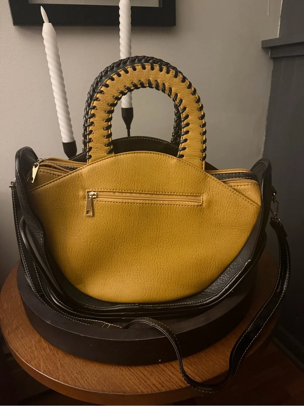 STUNNING Black & Mustard Statement Handbag